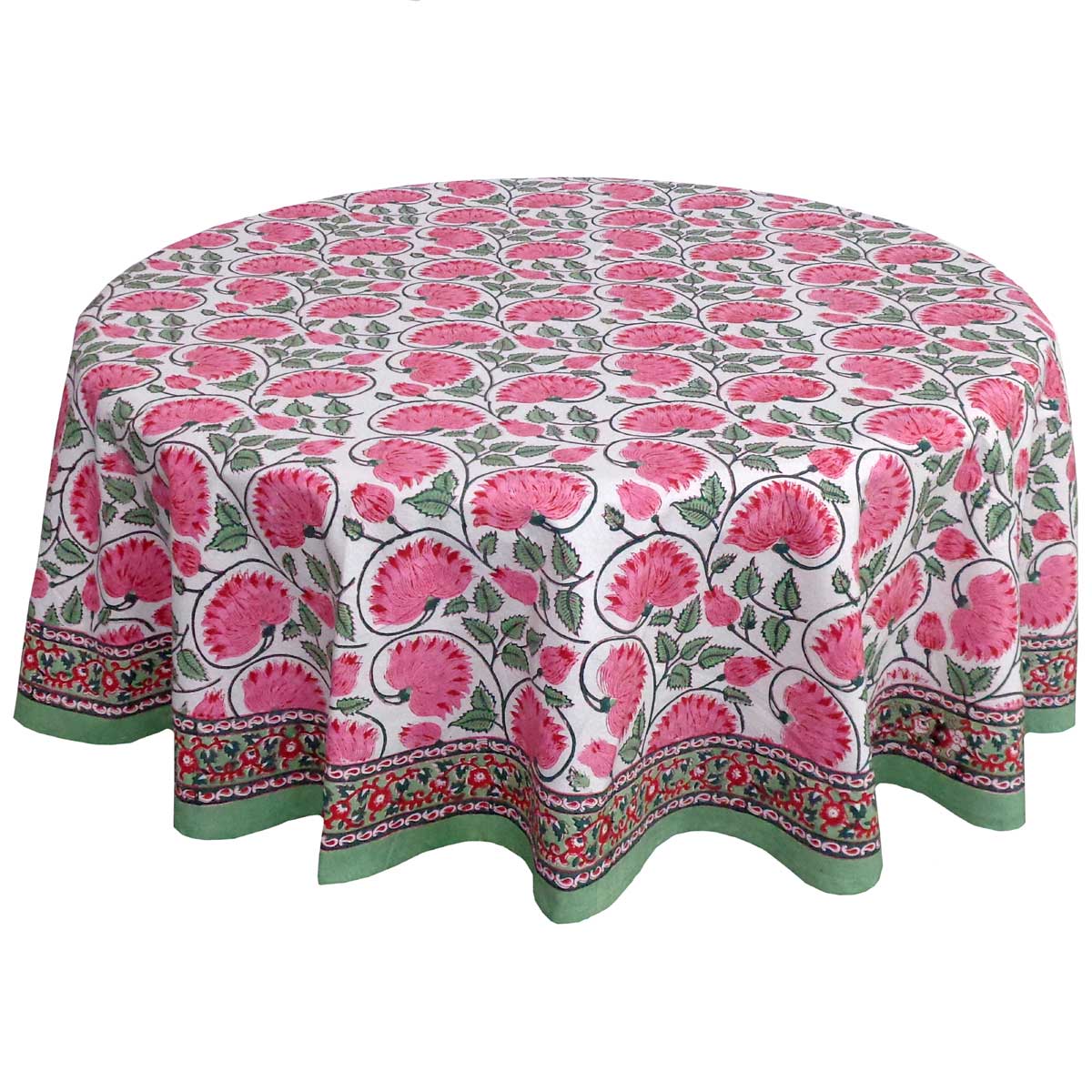 Hand Block Printed Cotton Round Tablecloth 180 cms | Kamal GulabiHand Block Printed Cotton Round Tablecloth 180 cms | Kamal Gulabi