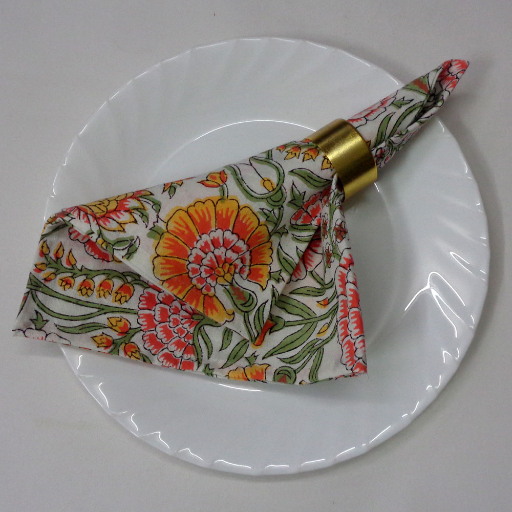 Hand Block Printed Cotton Napkin 45x45 cms (Set of 4 Napkins) | Reshma Sea Green