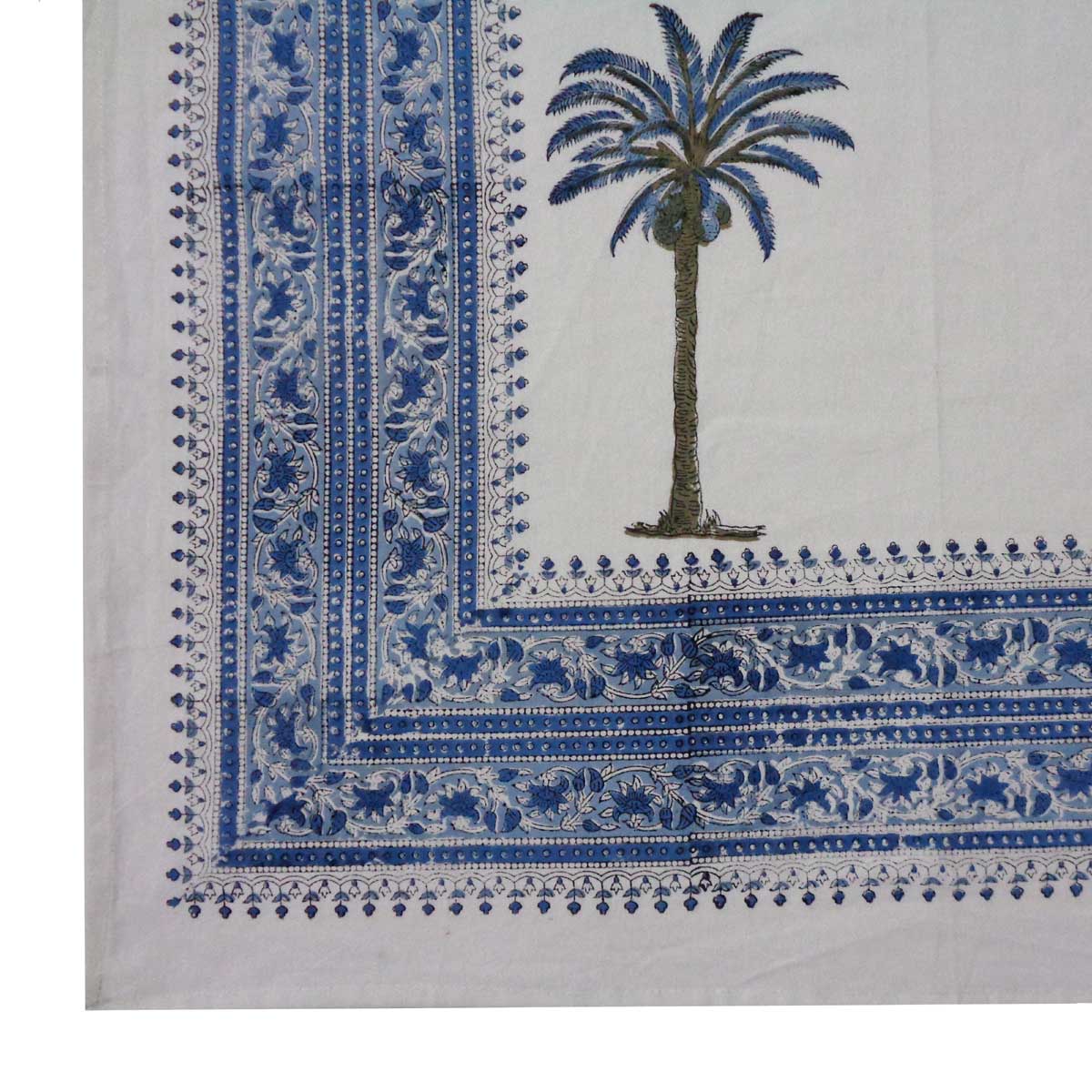 Hand Block Printed Cotton Tablecloth 150x220 cms | Royal Palm Tree