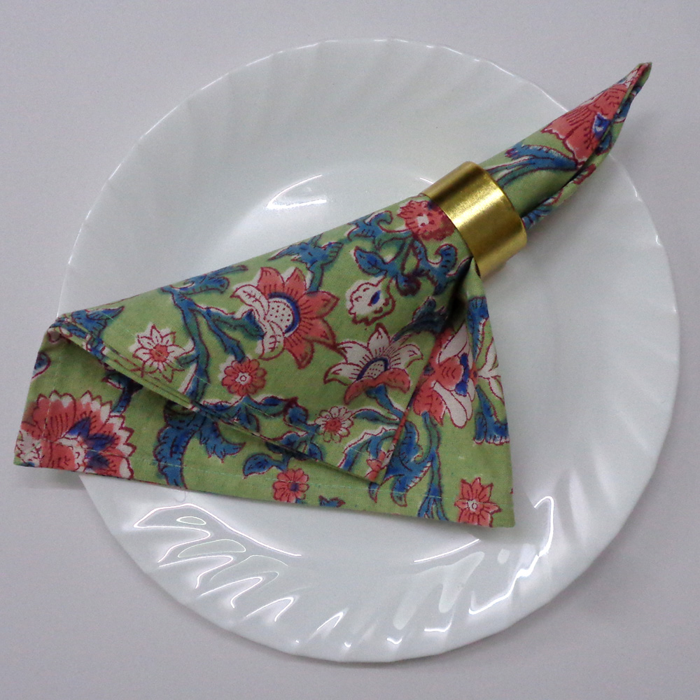 Hand Block Printed Cotton Napkin 45x45 cms (Set of 4 Napkins) | Rukhsana Jade