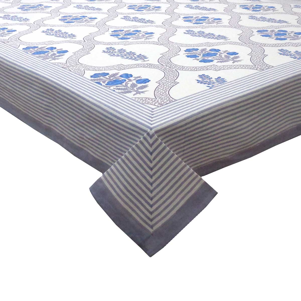 Square Tablecloth in Cotton Hand Block Printed Cotton Tablecloth 180x180 cms | Shehnaaz Boota