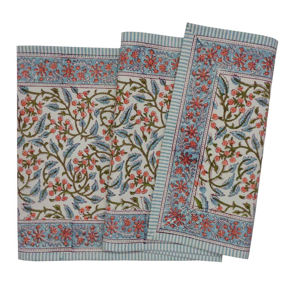 Hand Block Printed Cotton Canvas Table Runner 33x170 cms | Berry Pink