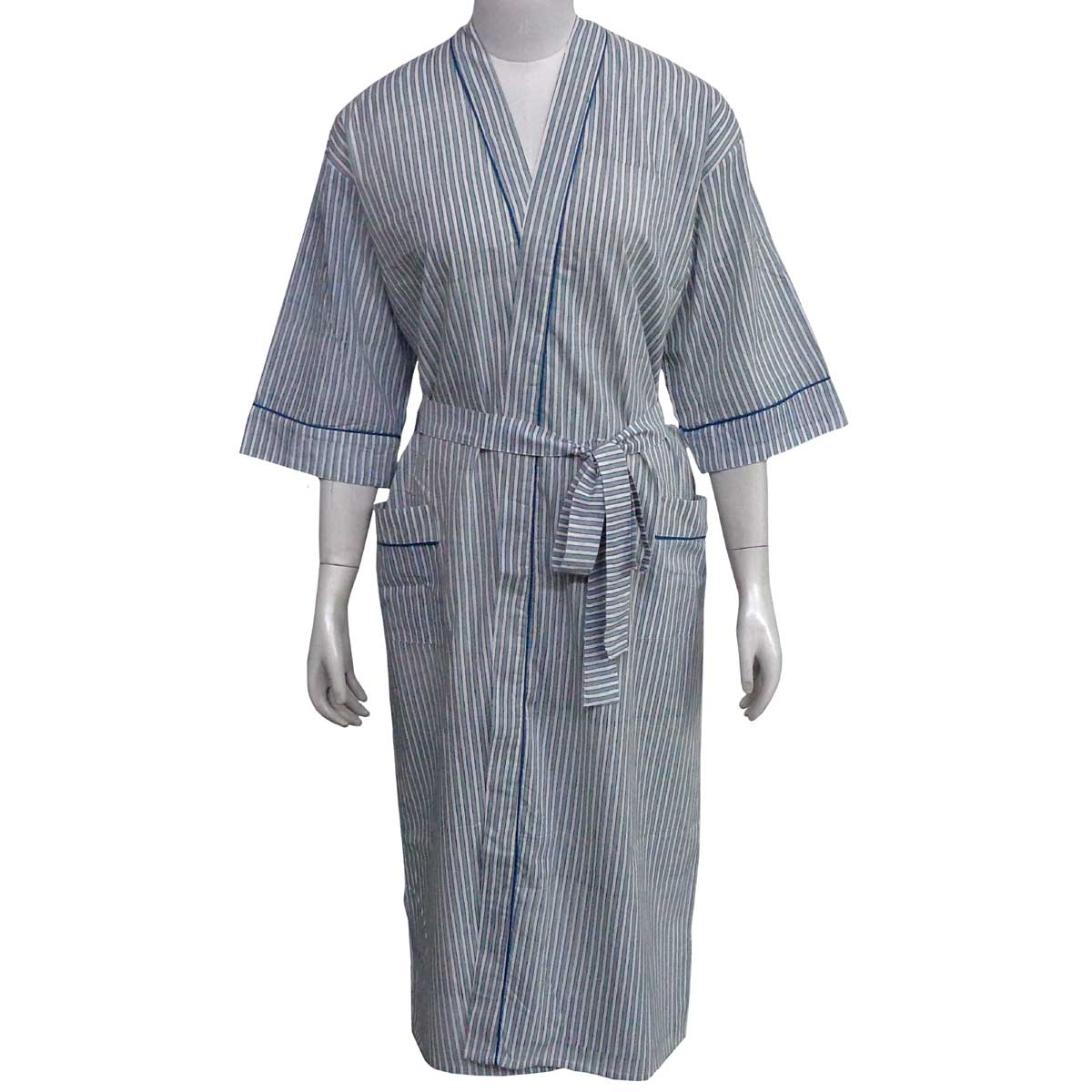 Indian Block-Printed 100% Cotton Kimono | Two Stripe Starlight