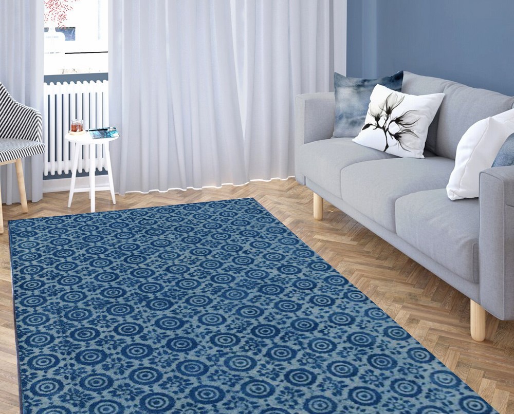 Geometric Pattern Floral Printed Rug